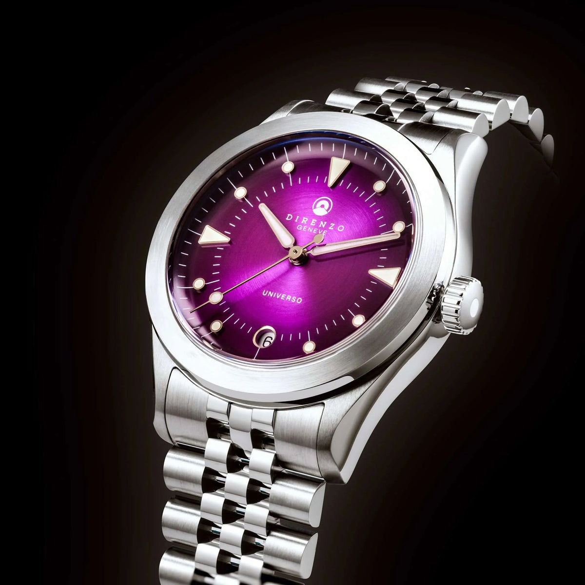 DIRENZO DRZ 07 RETRO DRESS PURPLE BRACELET 37MM WITH DATE - WATCHH