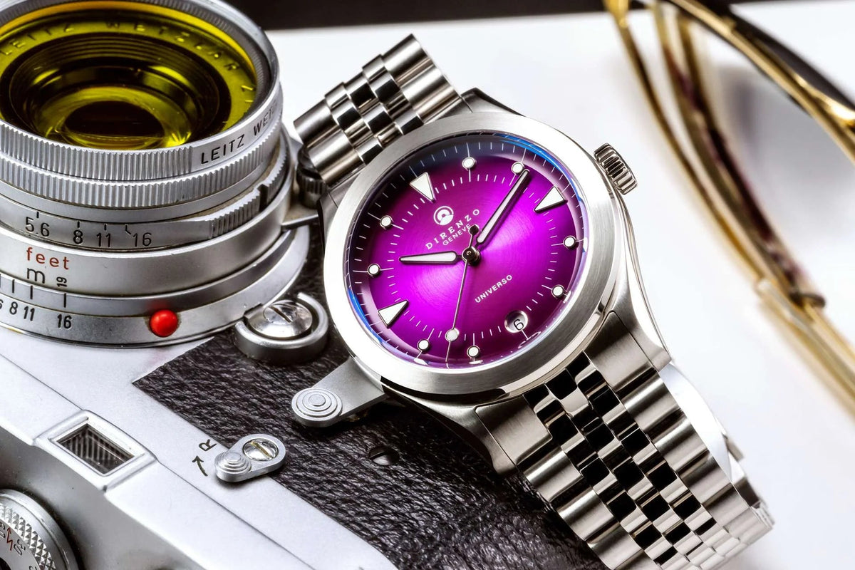 DIRENZO DRZ 07 RETRO DRESS PURPLE BRACELET 37MM WITH DATE - WATCHH