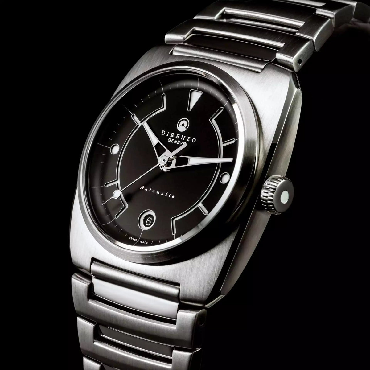 DIRENZO DZR 02 RETRO DRESS BLACK BRACELET 39MM WITH DATE - WATCHH
