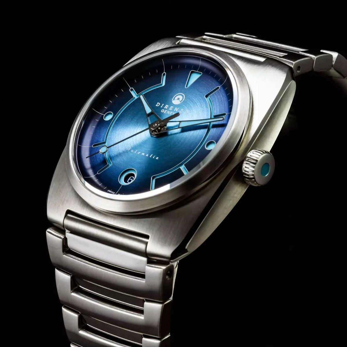 DIRENZO DZR 02 RETRO DRESS BLUE BRACELET 39MM WITH DATE - WATCHH