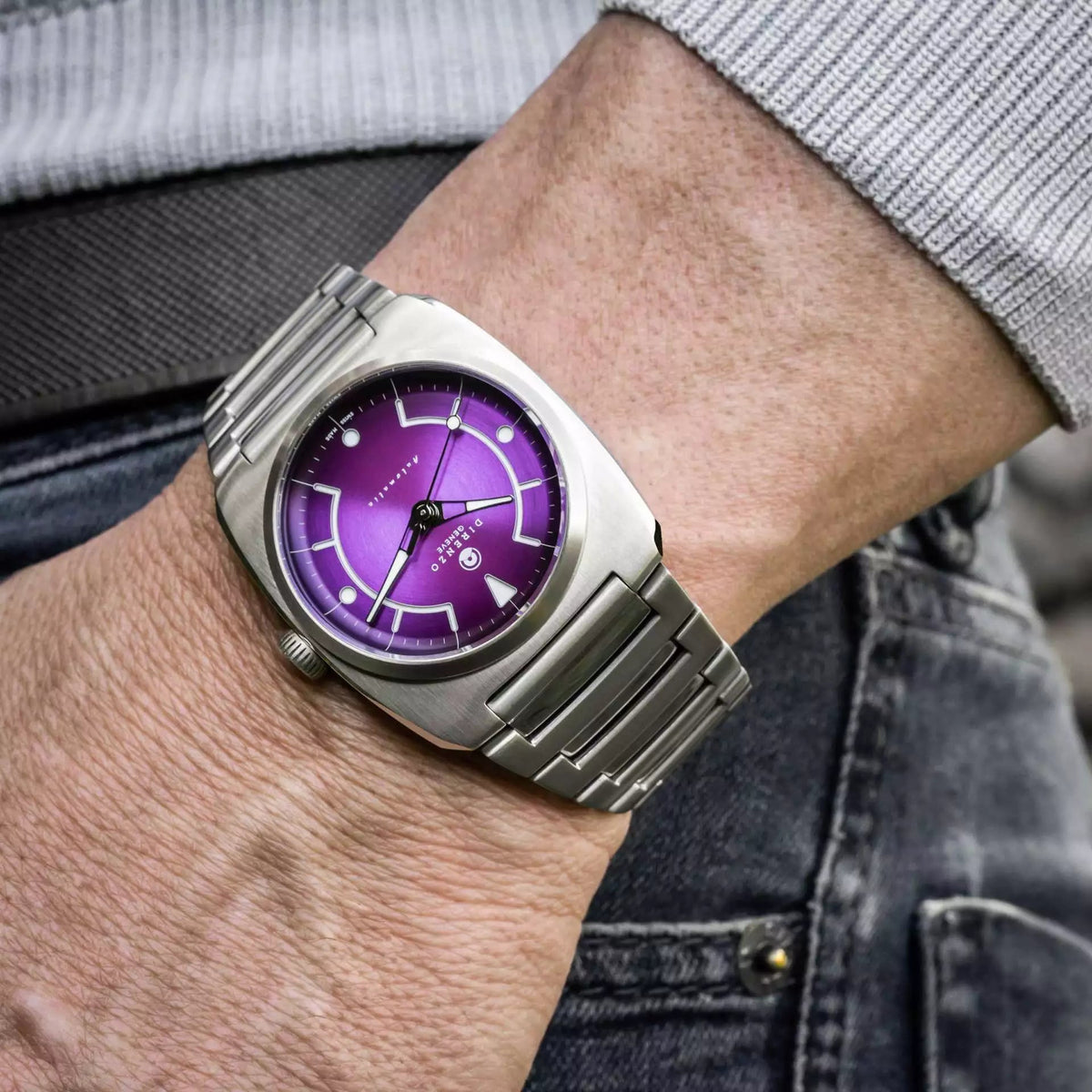DIRENZO DZR 02 RETRO DRESS PURPLE BRACELET 39MM WITH DATE - WATCHH