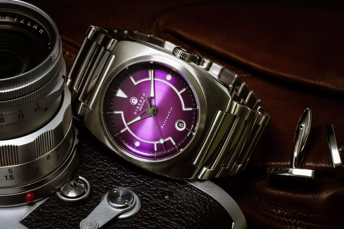 DIRENZO DZR 02 RETRO DRESS PURPLE BRACELET 39MM WITH DATE - WATCHH