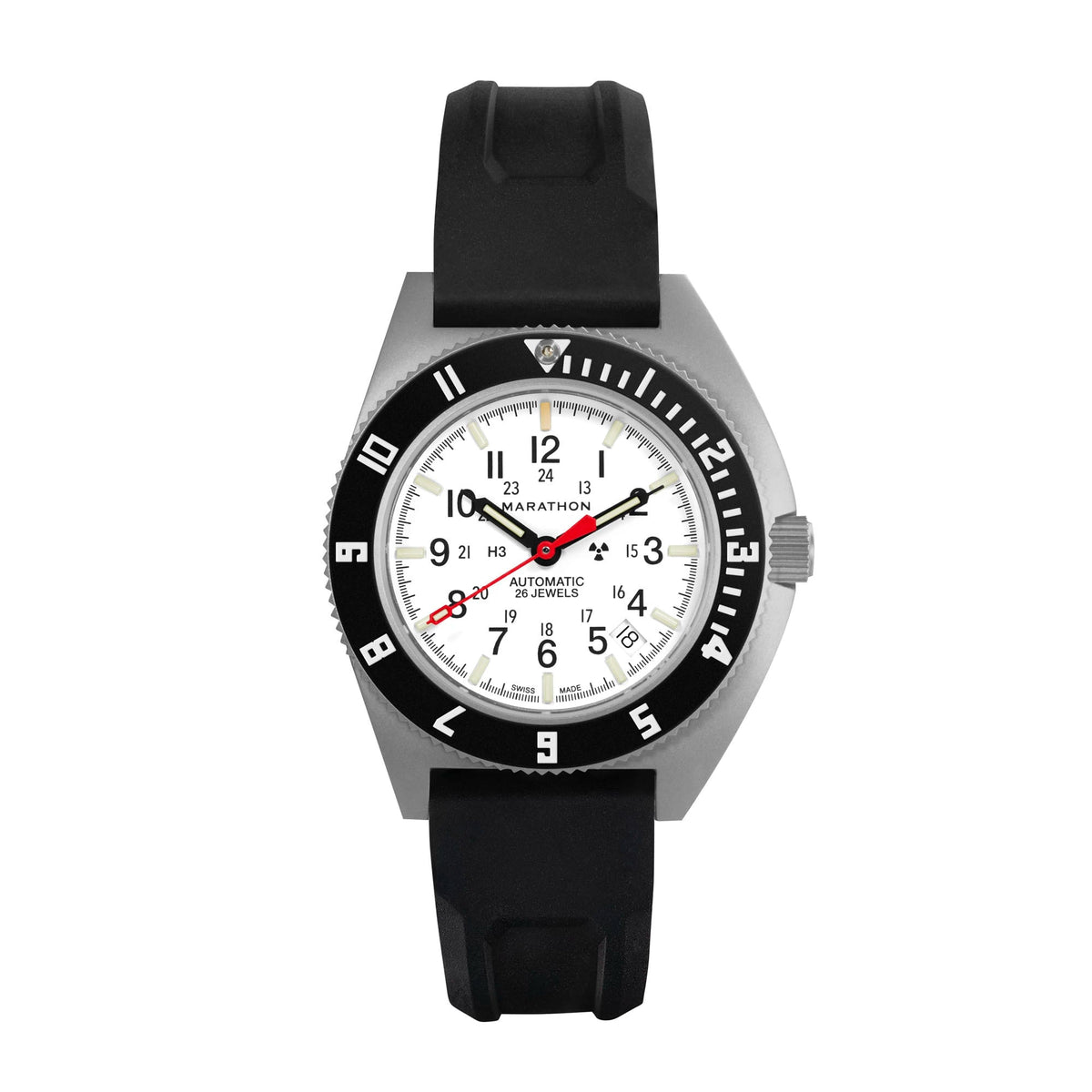 MARATHON AIR PILOT'S SSNAV-AUTO STEEL NAVIGATOR ARCTIC DATE AUTOMATIC 41MM RUBBER watch