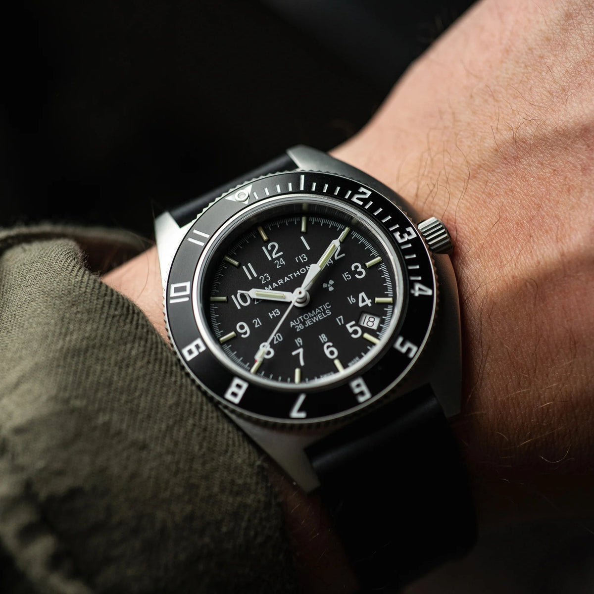 MARATHON AIR PILOT'S SSNAV - D - AUTO STEEL NAVIGATOR WITH DATE AUTOMATIC 41MM RUBBER - WATCHH