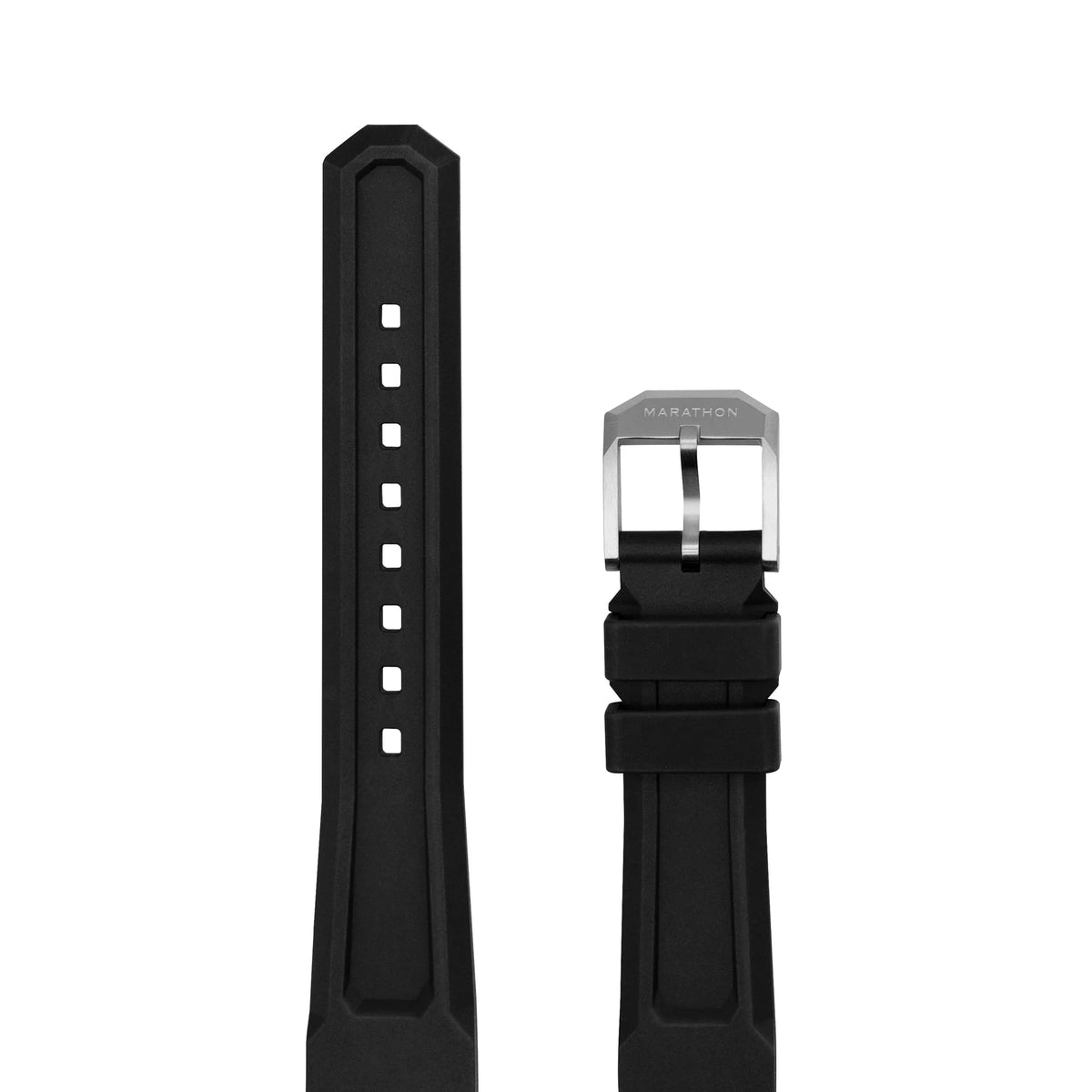 MARATHON BLACK 18MM THREE - PIECE RUBBER DIVE STRAP - WATCHH