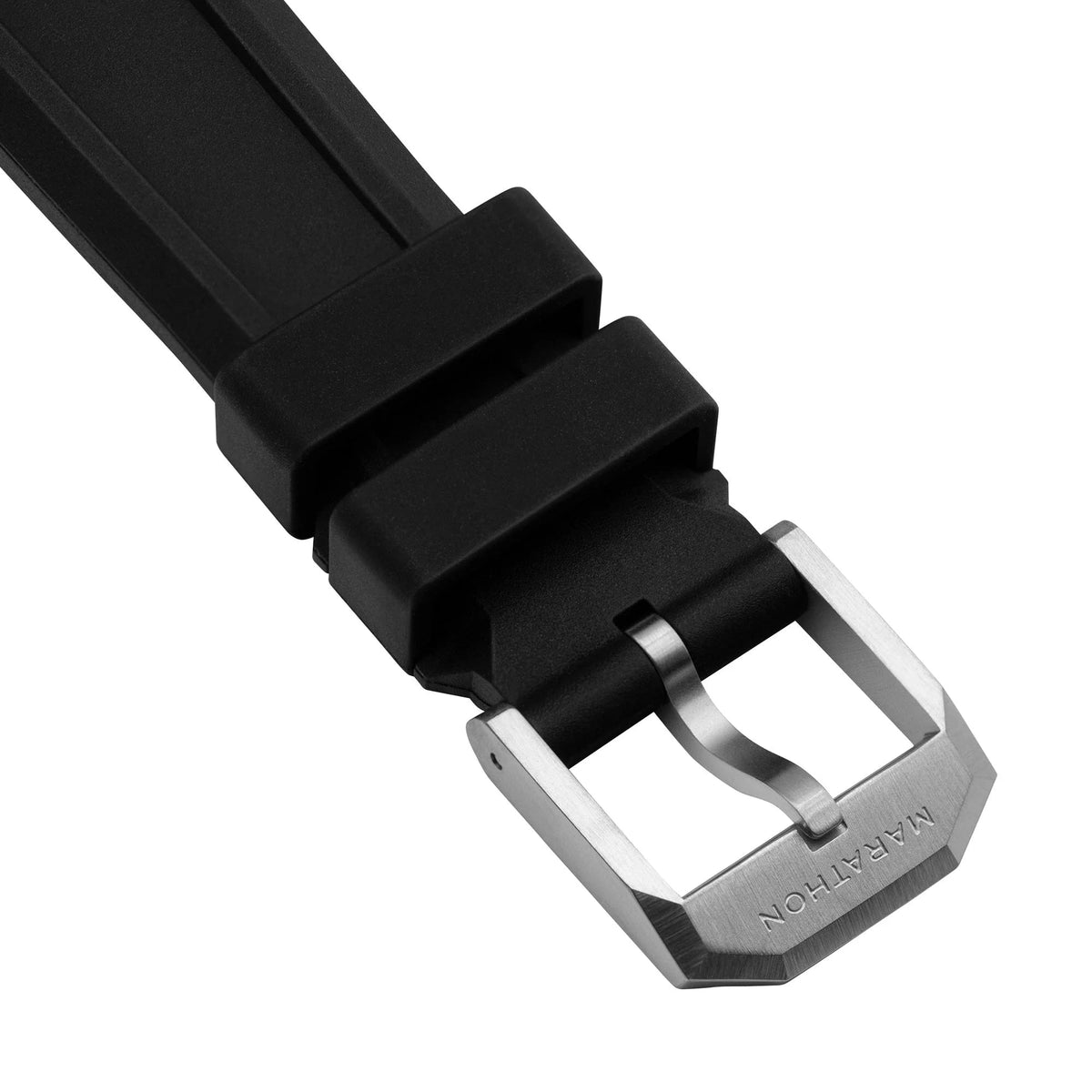 MARATHON BLACK 18MM THREE - PIECE RUBBER DIVE STRAP - WATCHH