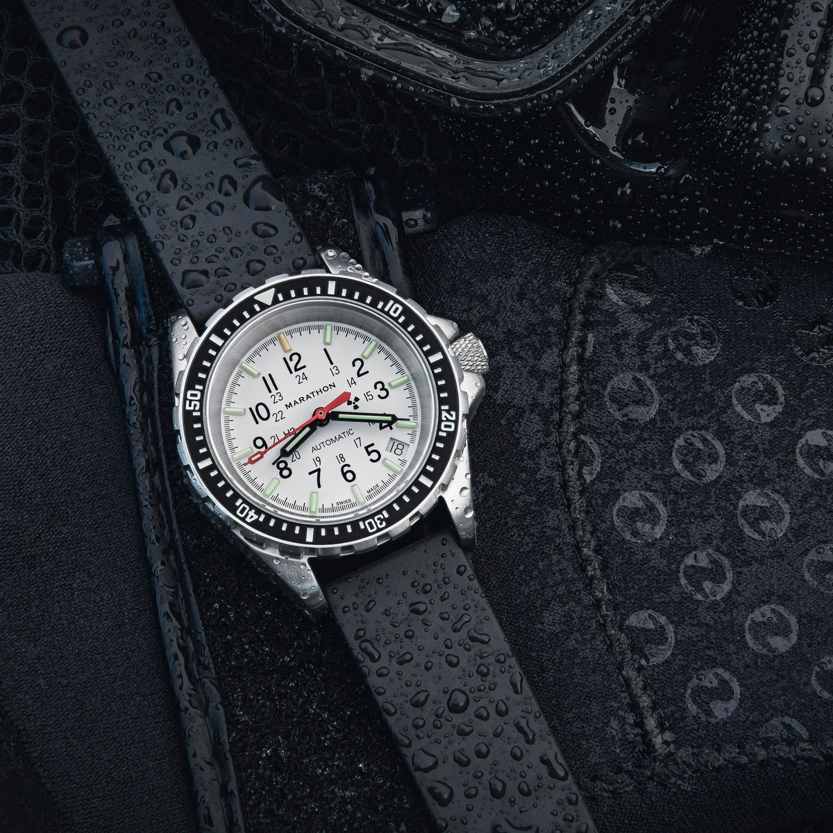 MARATHON BLACK 18MM TWO - PIECE RUBBER DIVE STRAP - WATCHH