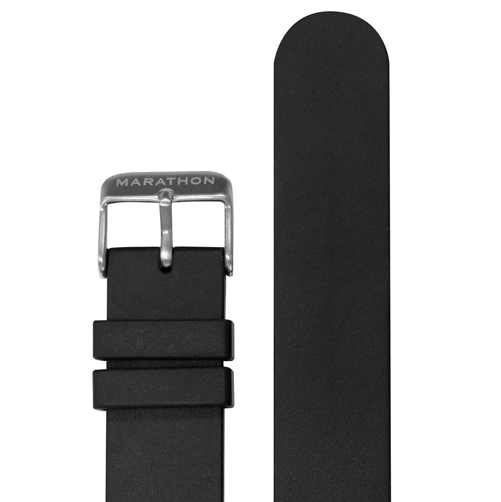 MARATHON BLACK 18MM TWO - PIECE RUBBER DIVE STRAP - WATCHH