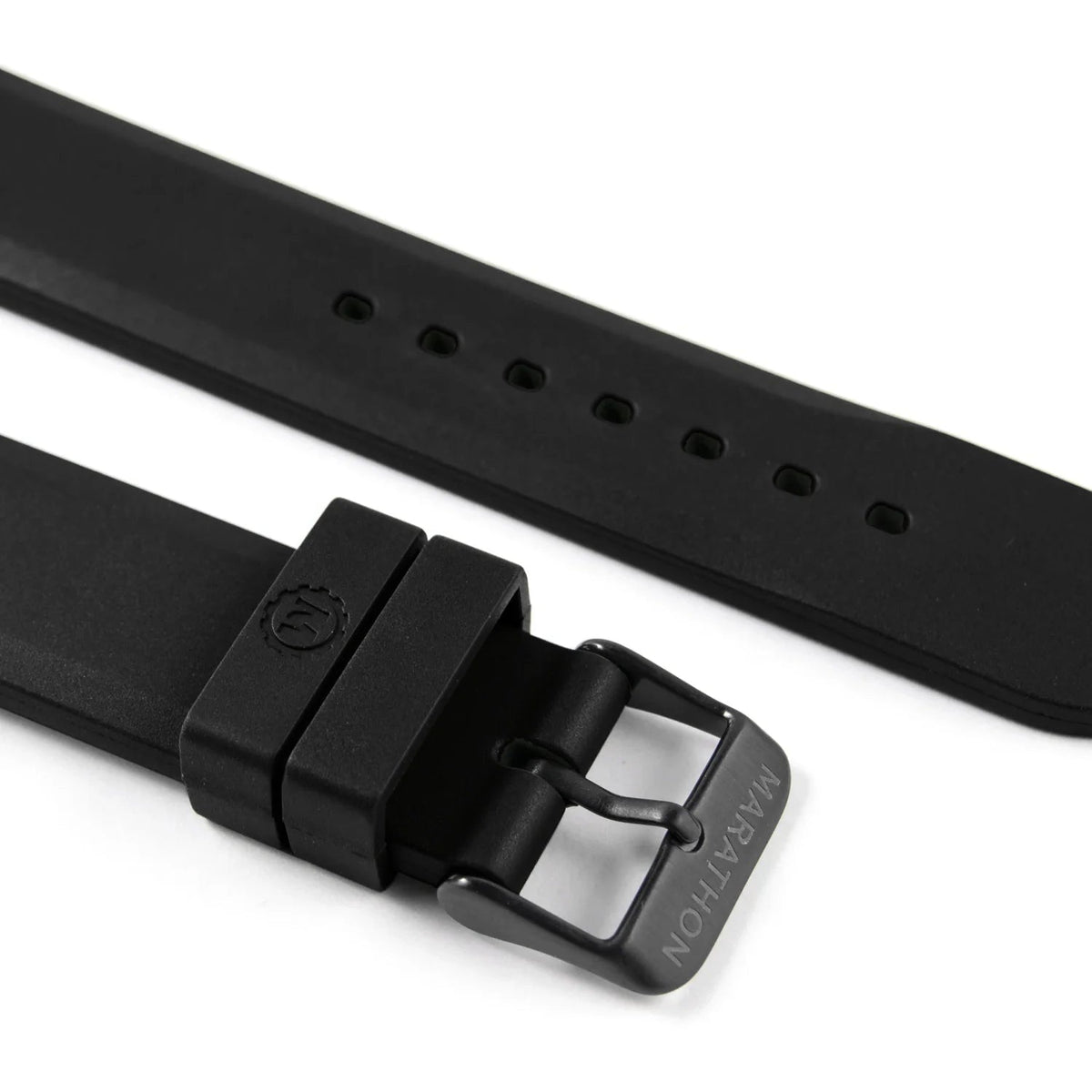 MARATHON BLACK 20MM ANTHRACITE TWO - PIECE RUBBER DIVE STRAP - WATCHH
