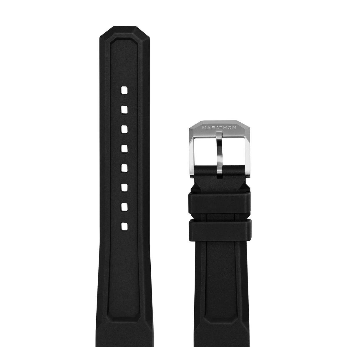 MARATHON BLACK 20MM THREE - PIECE RUBBER DIVE STRAP - WATCHH