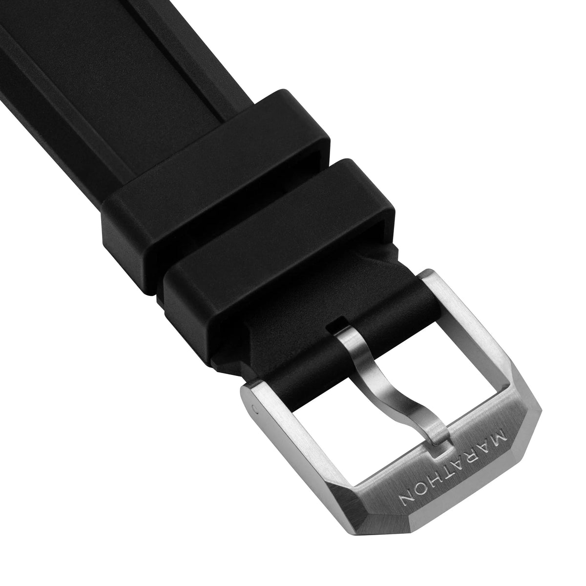 MARATHON BLACK 20MM THREE - PIECE RUBBER DIVE STRAP - WATCHH