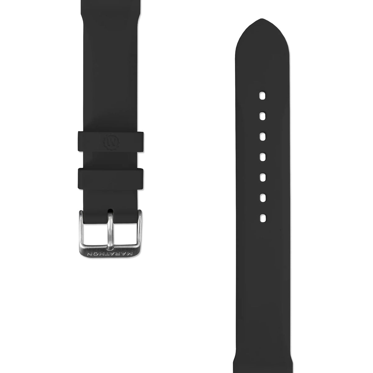 MARATHON BLACK 20MM TWO - PIECE RUBBER DIVE STRAP - WATCHH