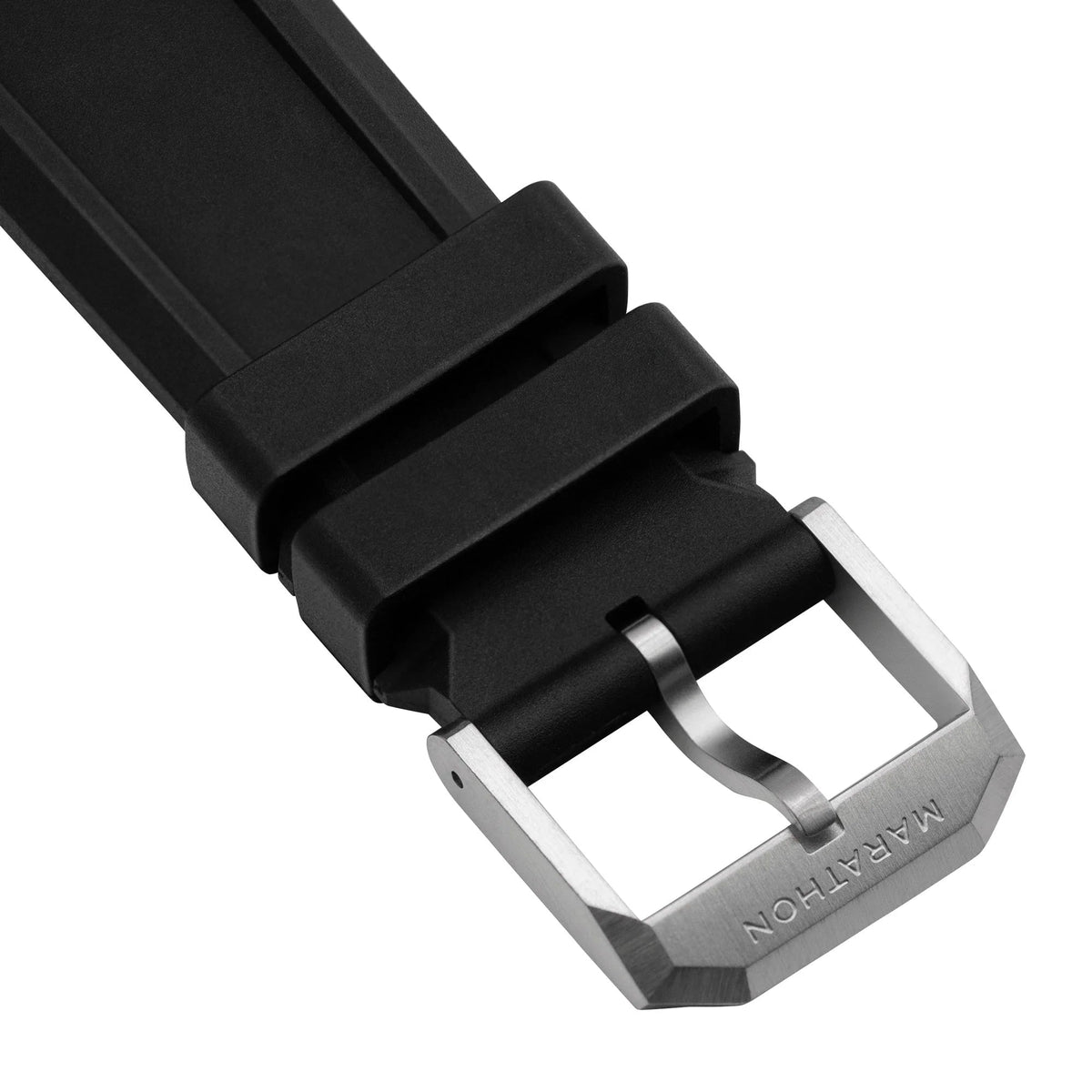 MARATHON BLACK 22MM THREE - PIECE RUBBER DIVE STRAP - WATCHH