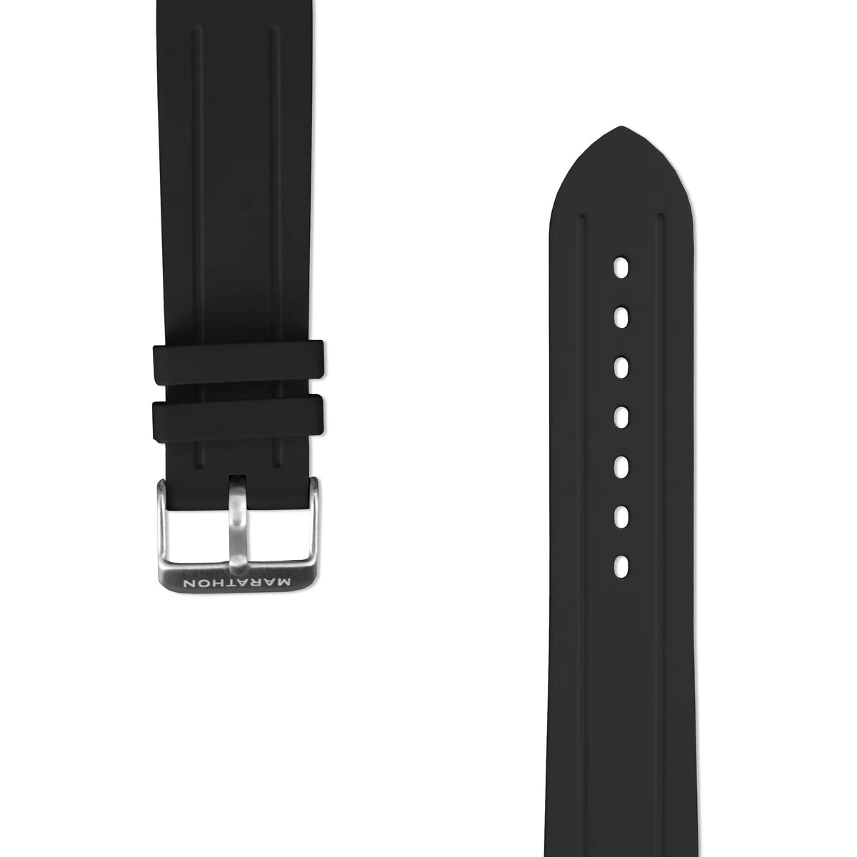 MARATHON BLACK 22MM TWO - PIECE RUBBER DIVE STRAP - WATCHH