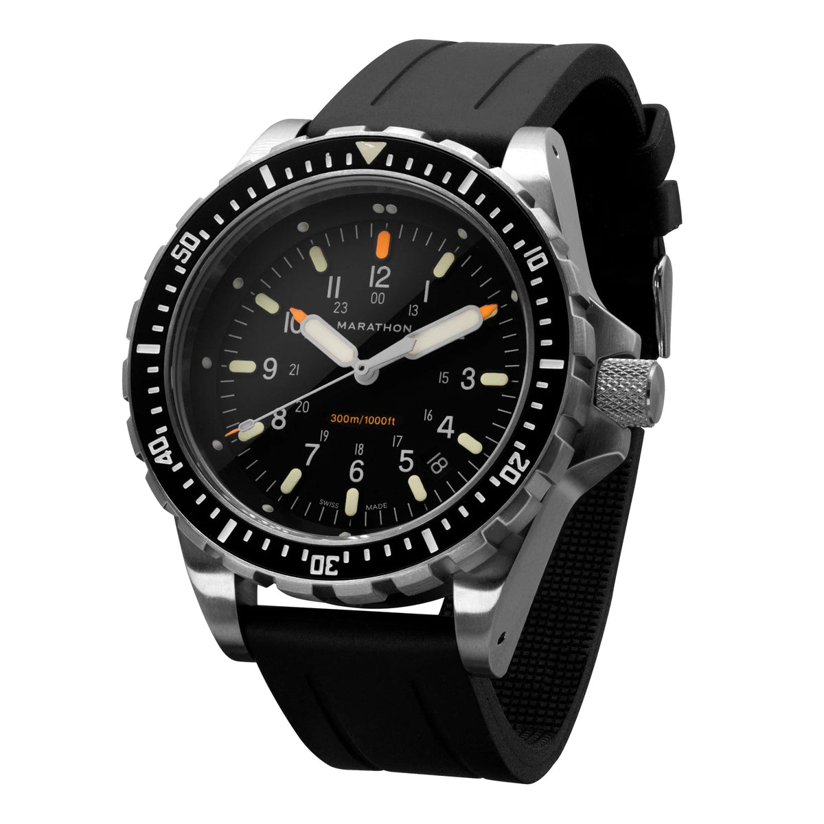 MARATHON BLACK 22MM TWO - PIECE RUBBER DIVE STRAP - WATCHH