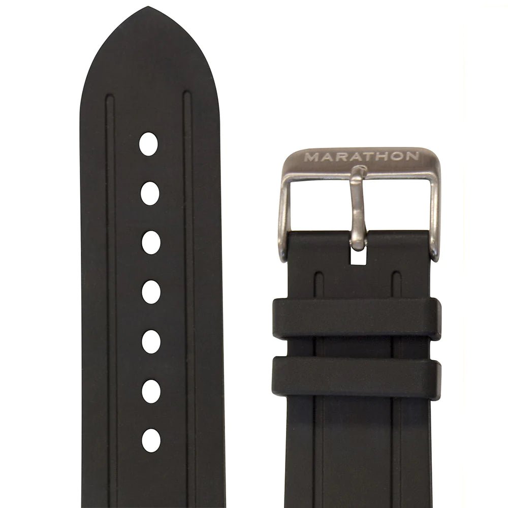 MARATHON BLACK 22MM TWO - PIECE RUBBER DIVE STRAP - WATCHH