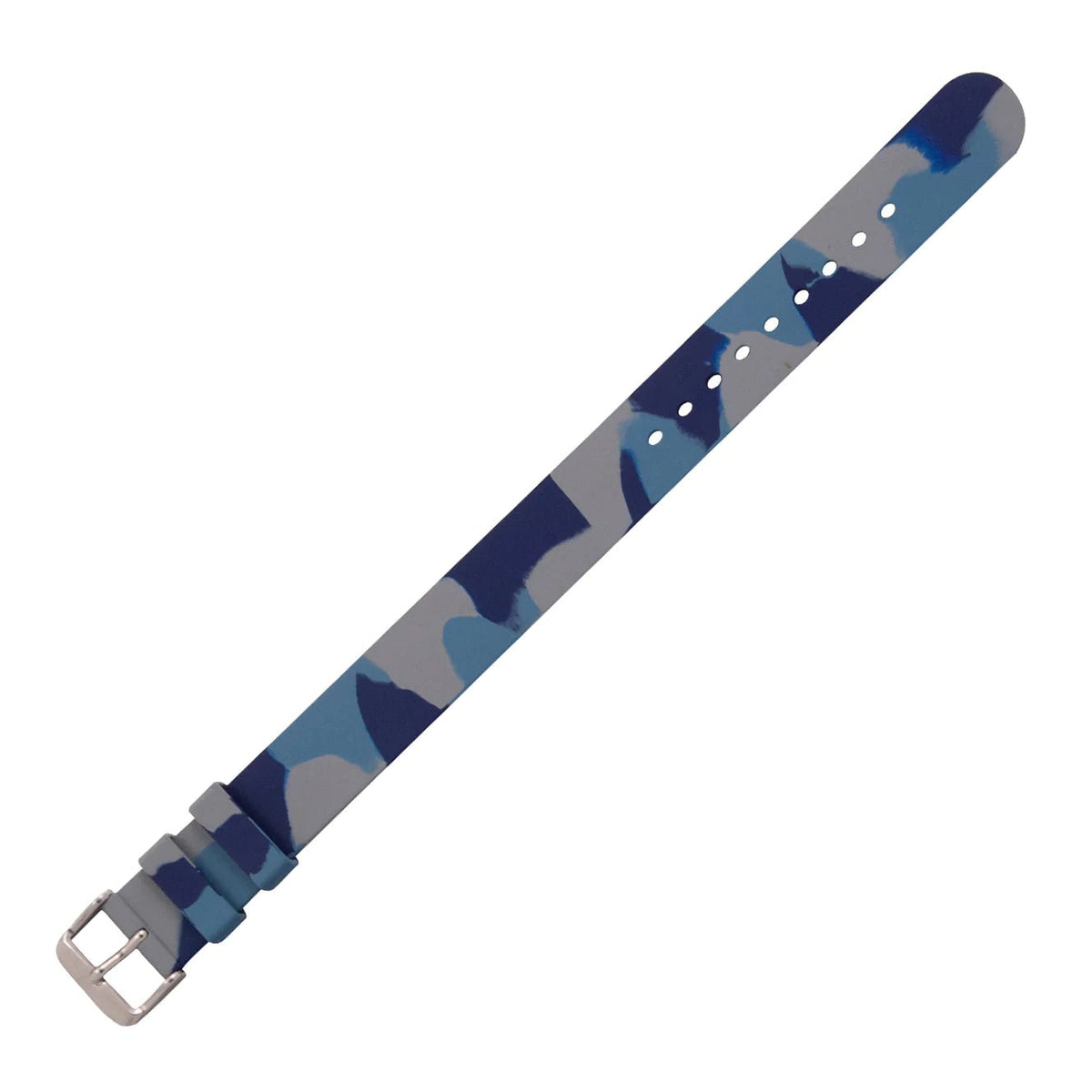 MARATHON BLUE CAMO 20MM SINGLE - PIECE RUBBER WATCH STRAP - WATCHH