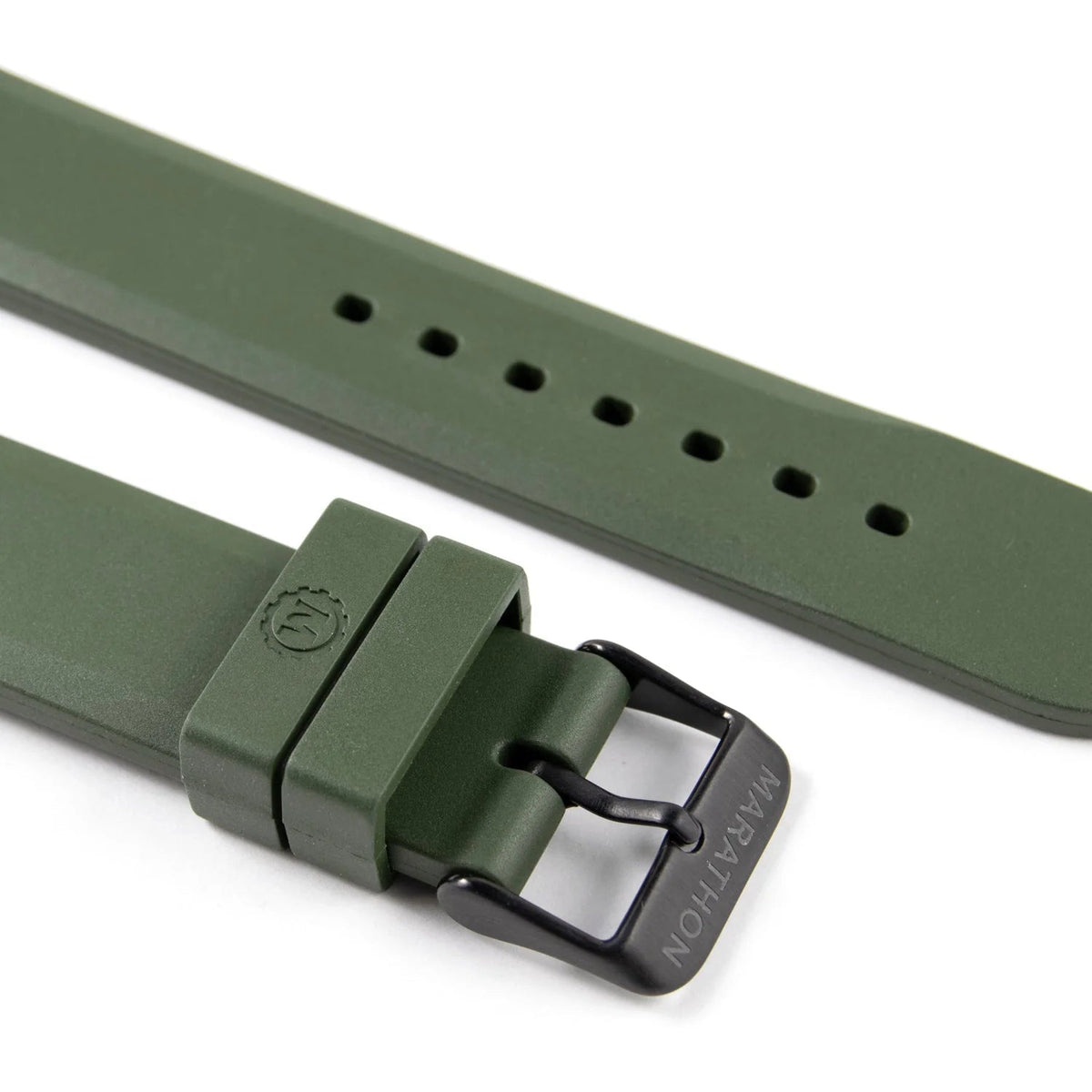 MARATHON GREEN 20MM ANTHRACITE TWO - PIECE RUBBER DIVE STRAP - WATCHH