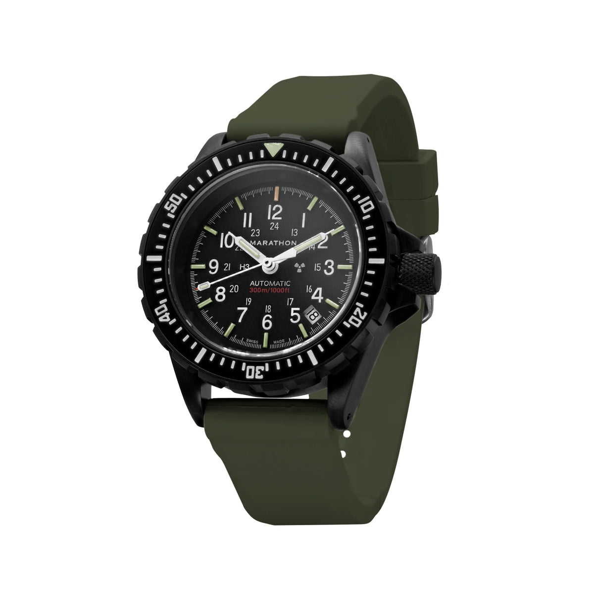 MARATHON GREEN 20MM ANTHRACITE TWO - PIECE RUBBER DIVE STRAP - WATCHH