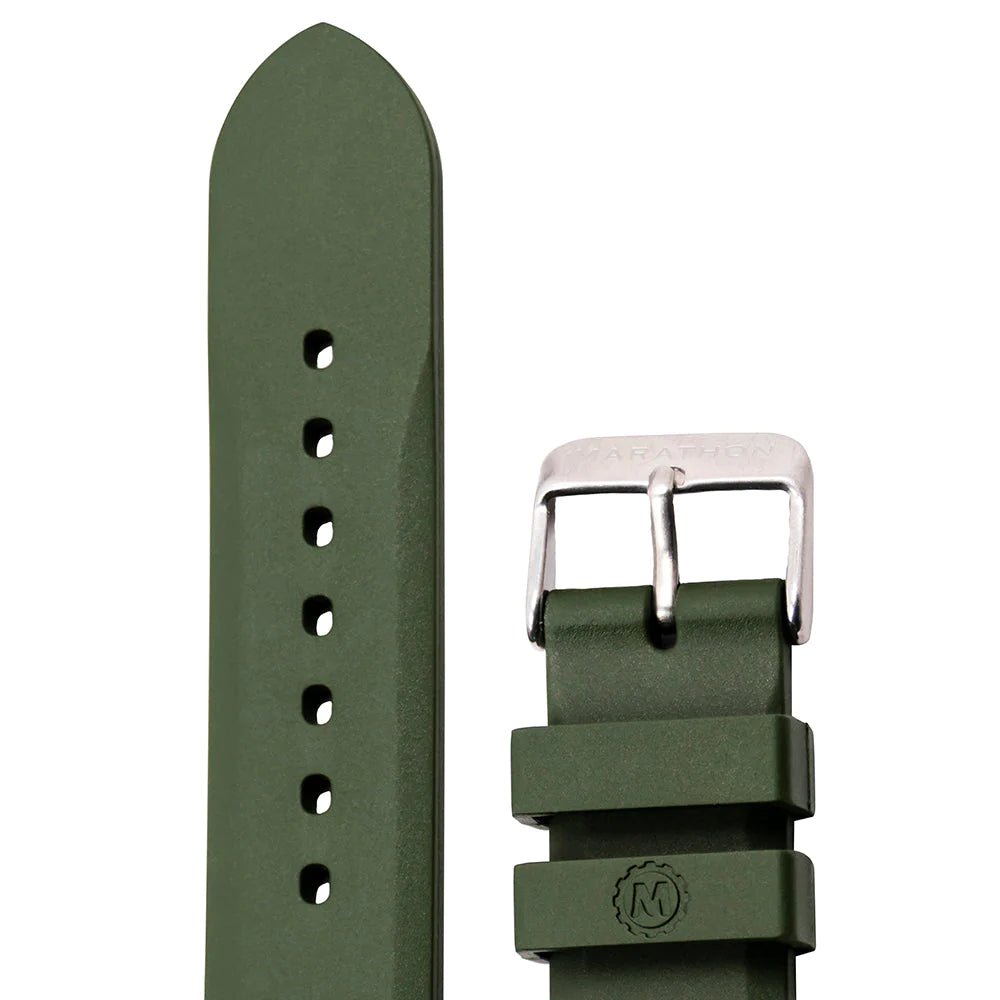 MARATHON GREEN 20MM TWO - PIECE RUBBER DIVE STRAP - WATCHH
