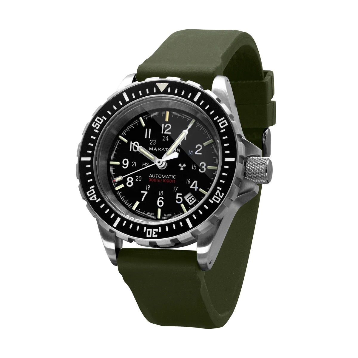 MARATHON GREEN 20MM TWO - PIECE RUBBER DIVE STRAP - WATCHH