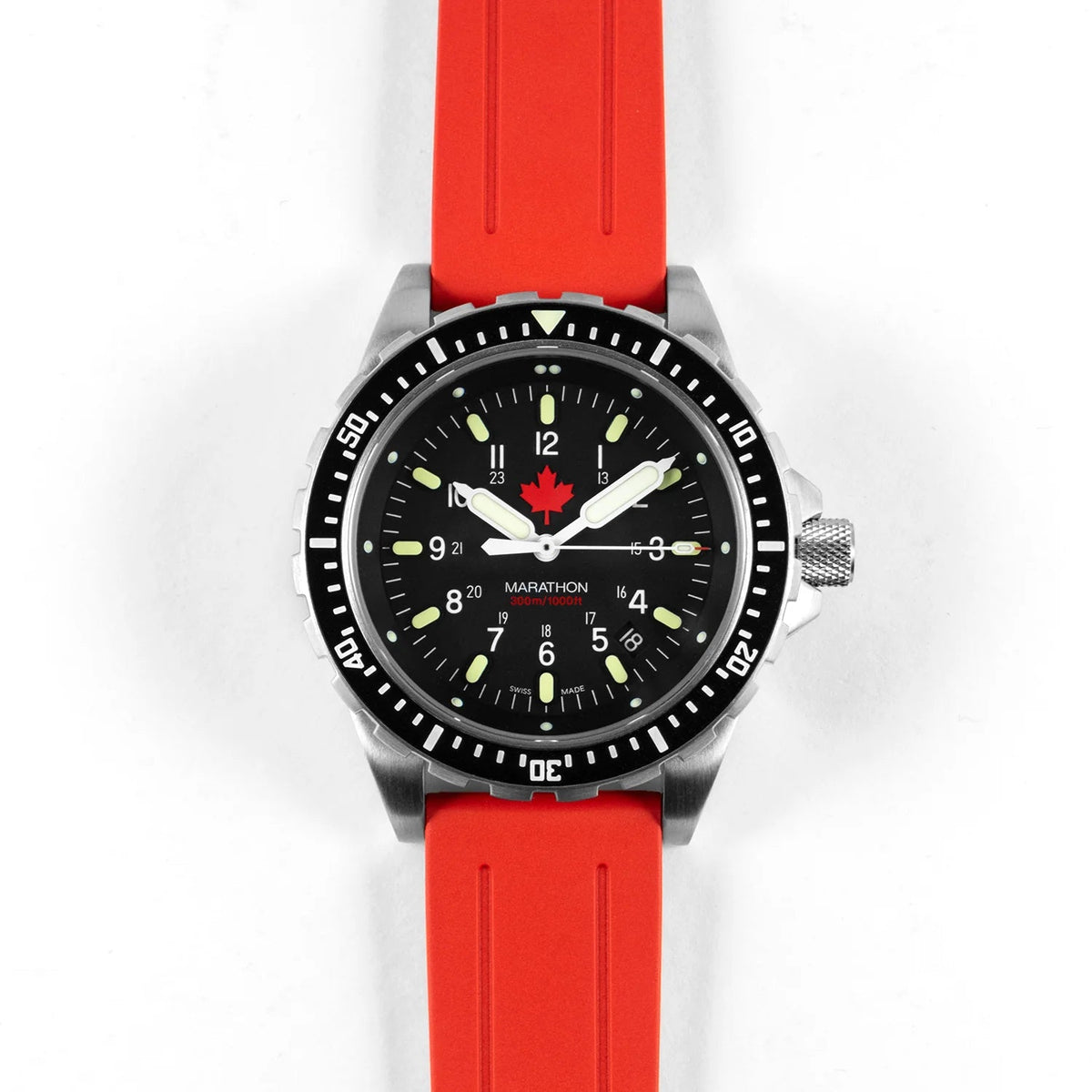 MARATHON RED 22MM TWO - PIECE RUBBER DIVE STRAP - WATCHH