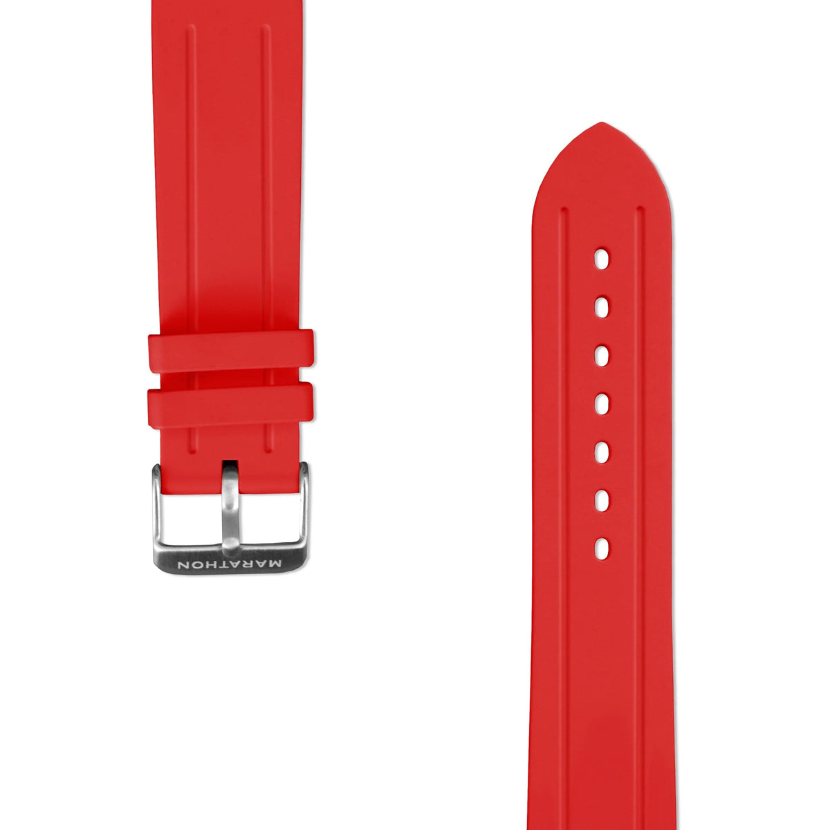 MARATHON RED 22MM TWO - PIECE RUBBER DIVE STRAP - WATCHH