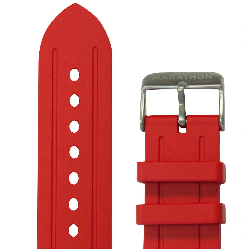 MARATHON RED 22MM TWO - PIECE RUBBER DIVE STRAP - WATCHH