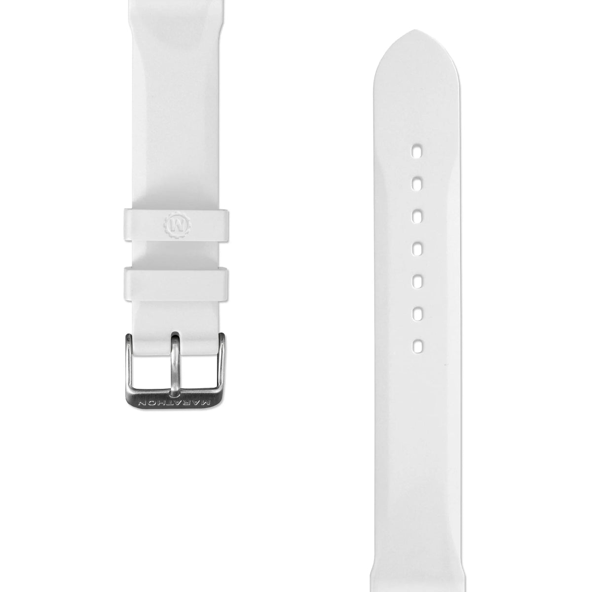 MARATHON WHITE 20MM TWO - PIECE RUBBER DIVE STRAP - WATCHH