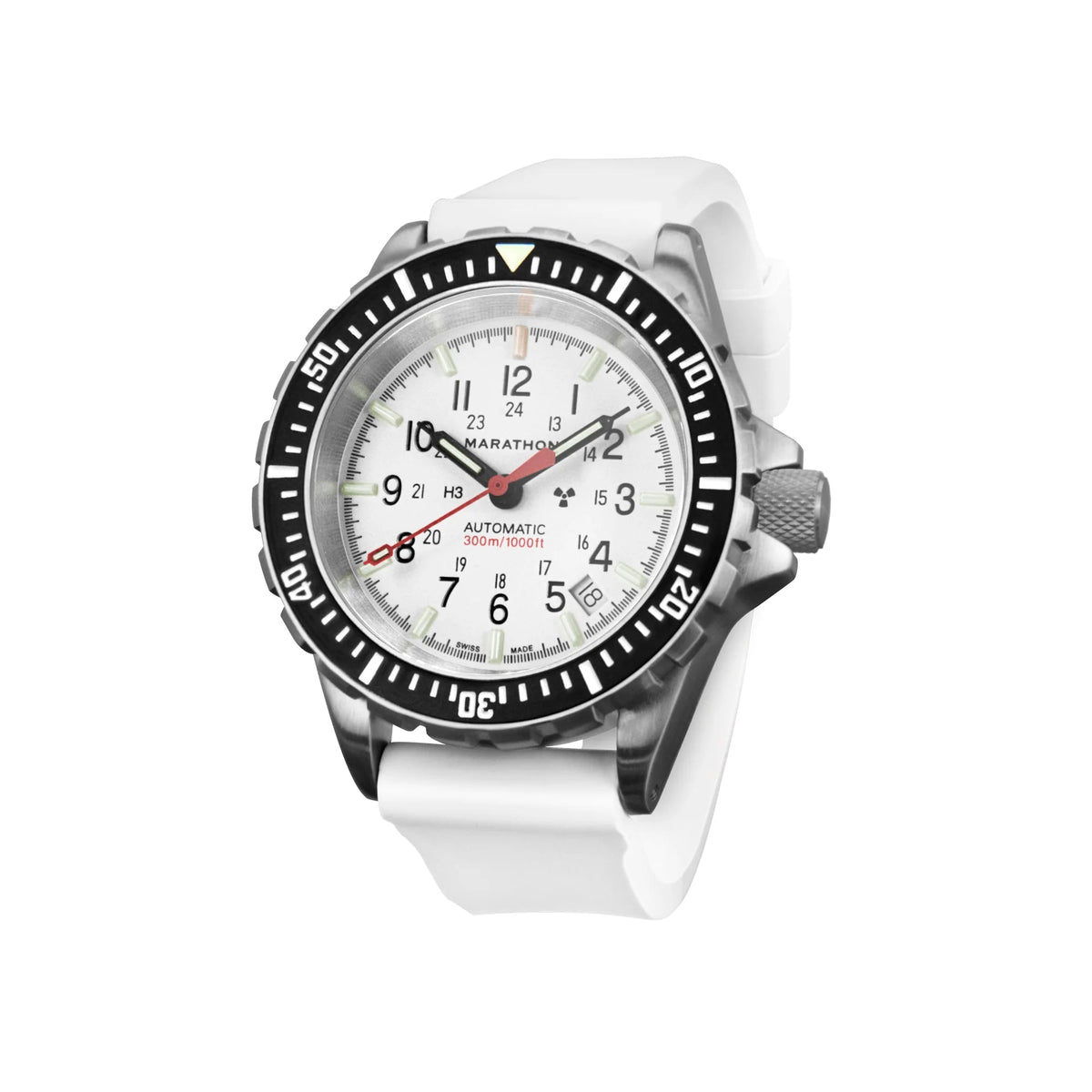 MARATHON WHITE 20MM TWO - PIECE RUBBER DIVE STRAP - WATCHH