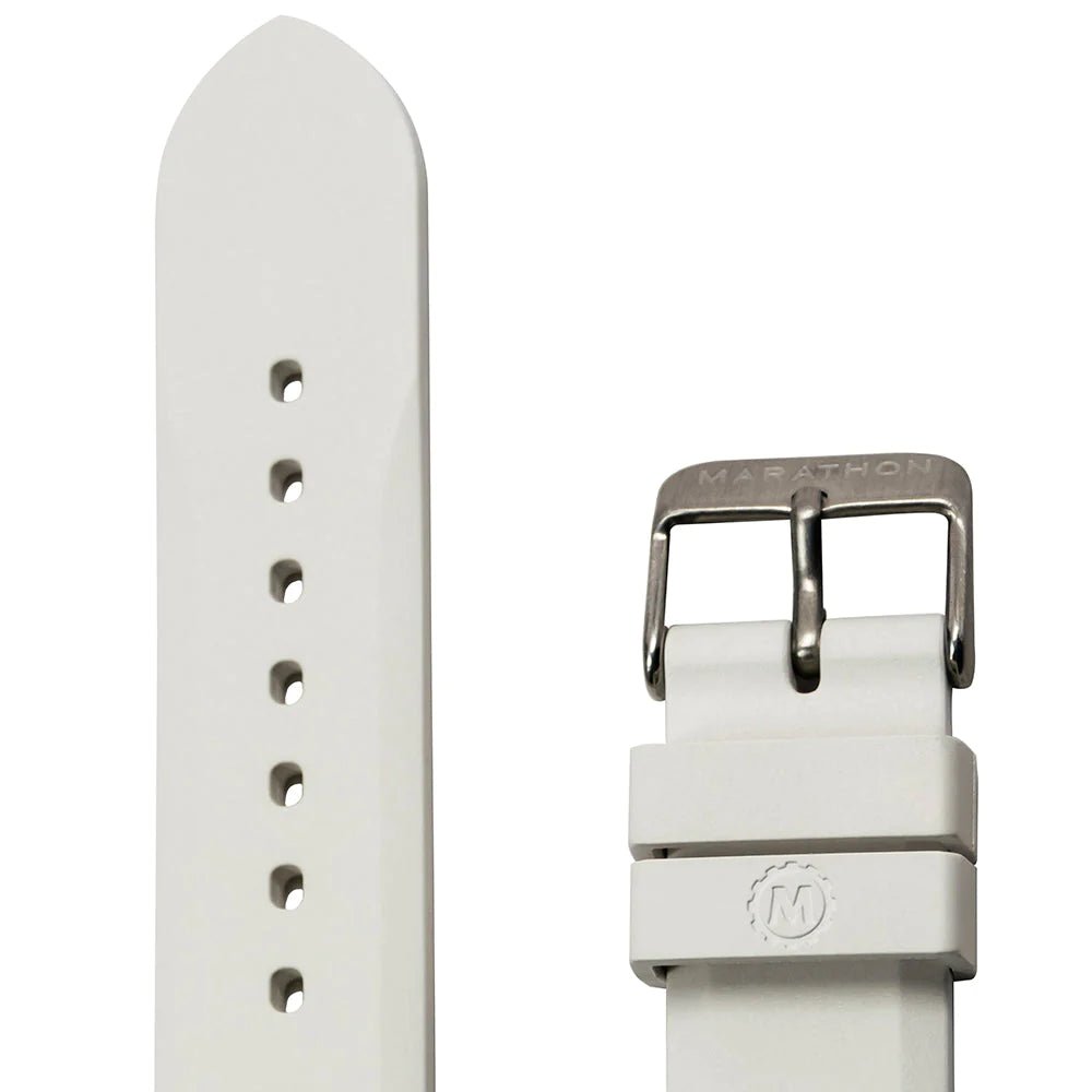 MARATHON WHITE 20MM TWO - PIECE RUBBER DIVE STRAP - WATCHH