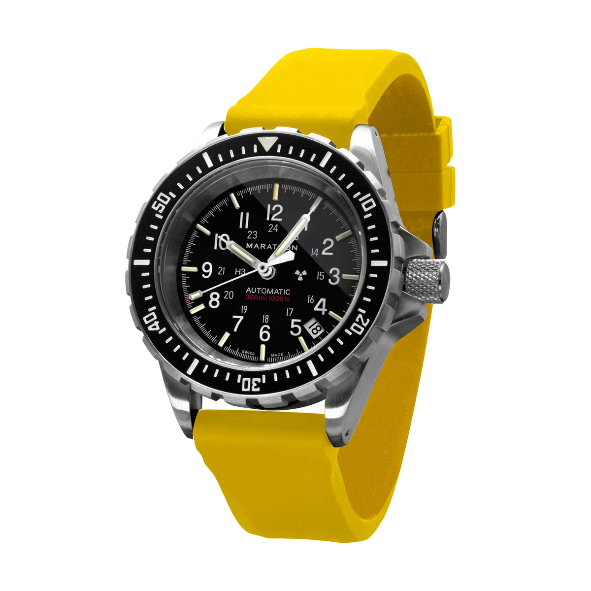 MARATHON YELLOW 20MM TWO - PIECE RUBBER DIVE STRAP - WATCHH