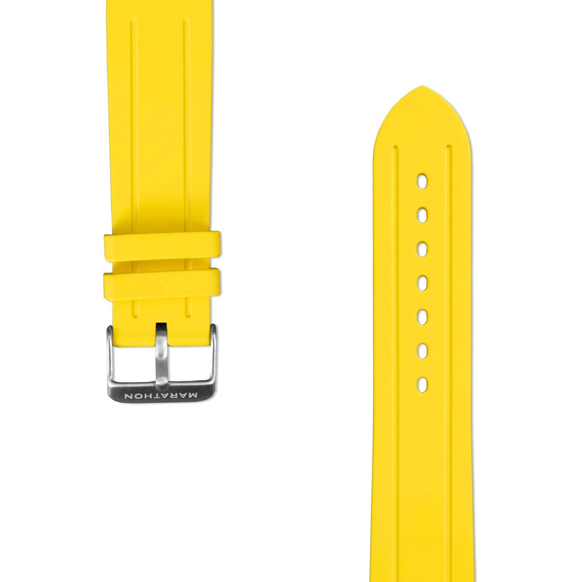 MARATHON YELLOW 22MM TWO - PIECE RUBBER DIVE STRAP - WATCHH