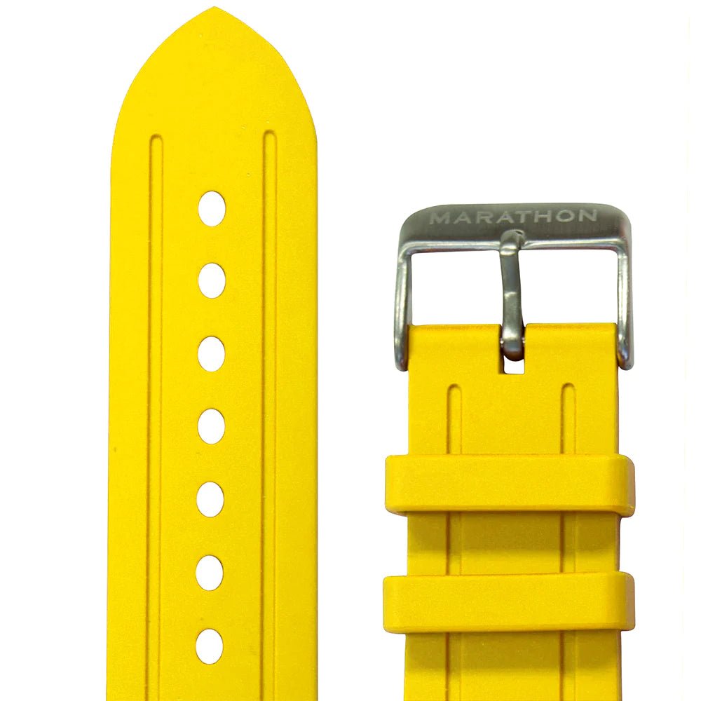 MARATHON YELLOW 22MM TWO - PIECE RUBBER DIVE STRAP - WATCHH