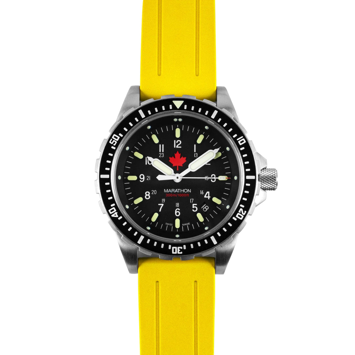 MARATHON YELLOW 22MM TWO - PIECE RUBBER DIVE STRAP - WATCHH