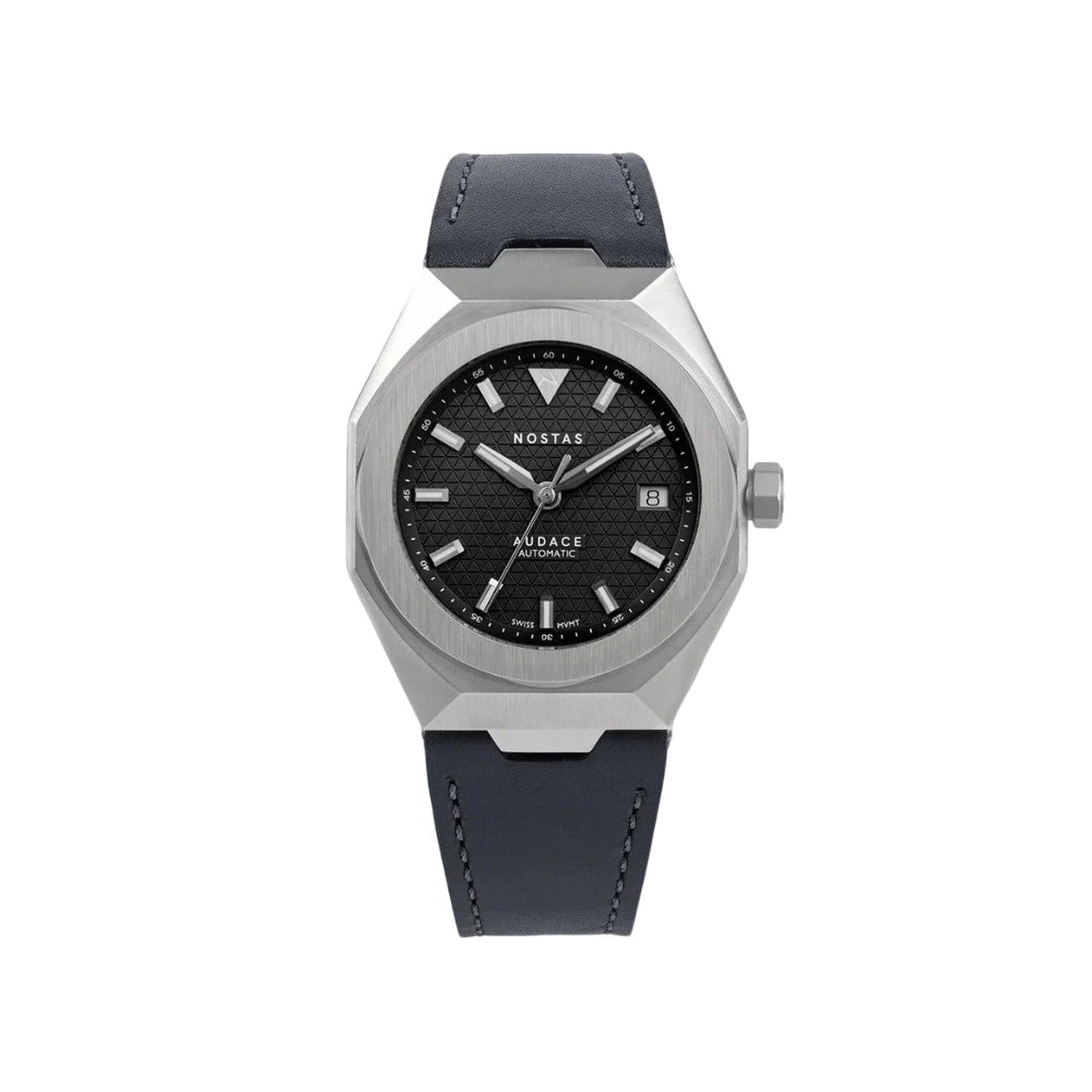 NOSTAS SPORTS AUDACE BLACK GUN LEATHER 39MM - WATCHH