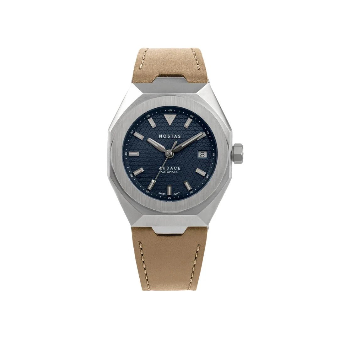 NOSTAS SPORTS AUDACE BLUE BEIGE LEATHER 39MM - WATCHH