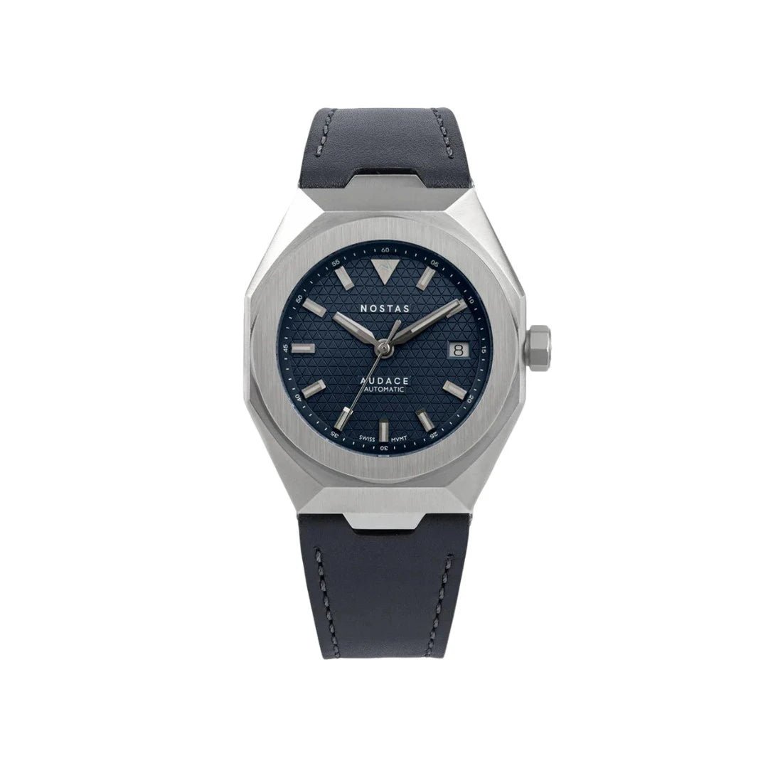 NOSTAS SPORTS AUDACE BLUE GUN LEATHER 39MM - WATCHH