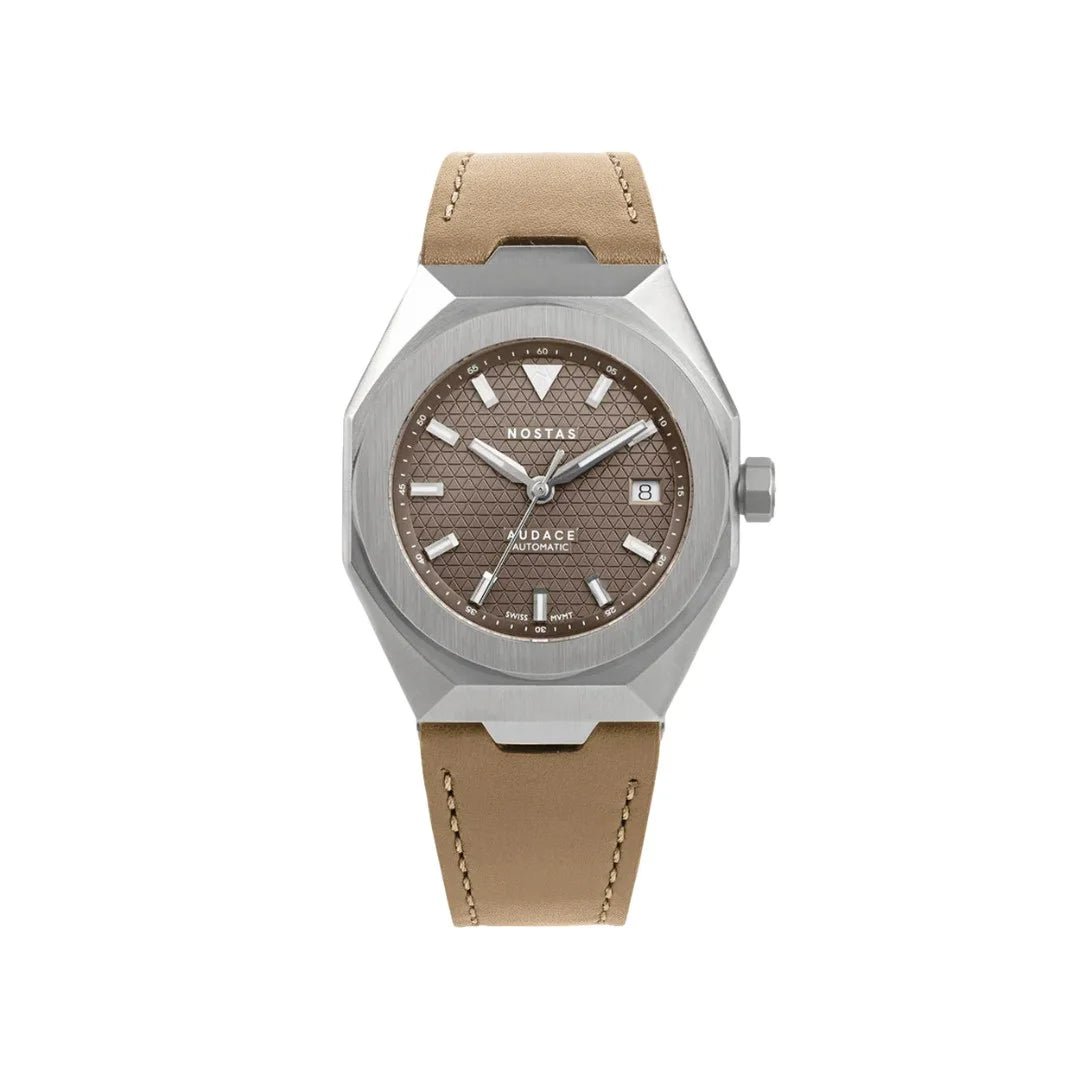 NOSTAS SPORTS AUDACE BROWN BEIGE LEATHER 39MM - WATCHH