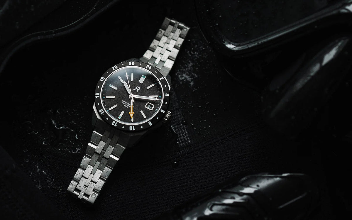 RZE GMT ASCENTUS TITANIUM CARBON BLACK WITH DATE 40MM - WATCHH