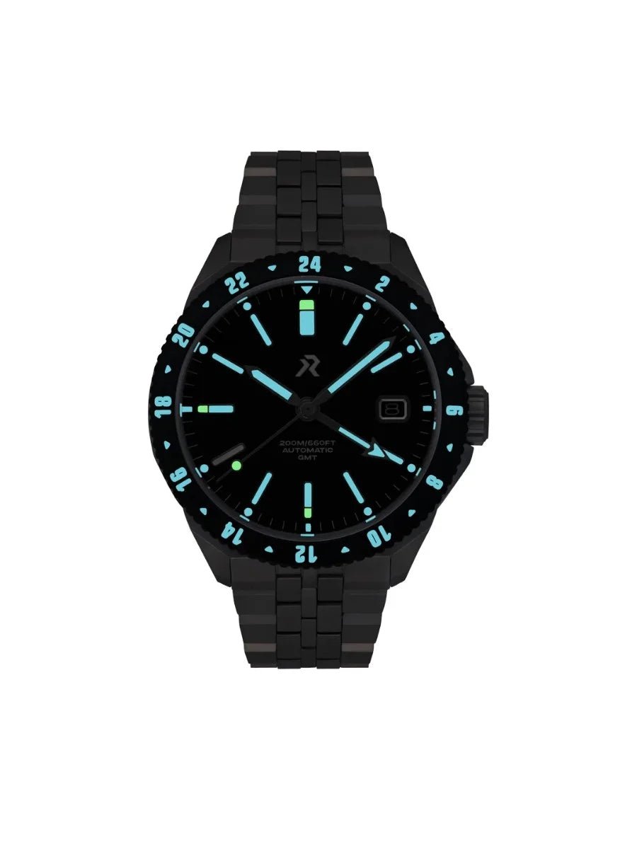 RZE GMT ASCENTUS TITANIUM CARBON BLACK WITH DATE 40MM - WATCHH