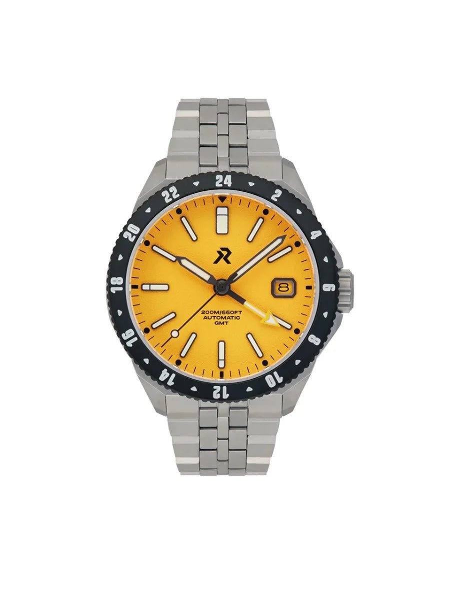RZE GMT ASCENTUS TITANIUM MEDALLION YELLOW WITH DATE 40MM - WATCHH