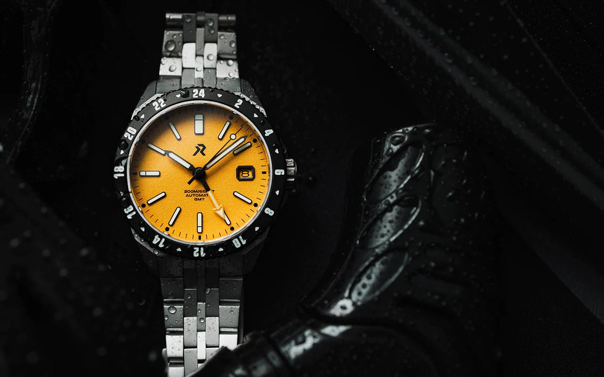 RZE GMT ASCENTUS TITANIUM MEDALLION YELLOW WITH DATE 40MM - WATCHH