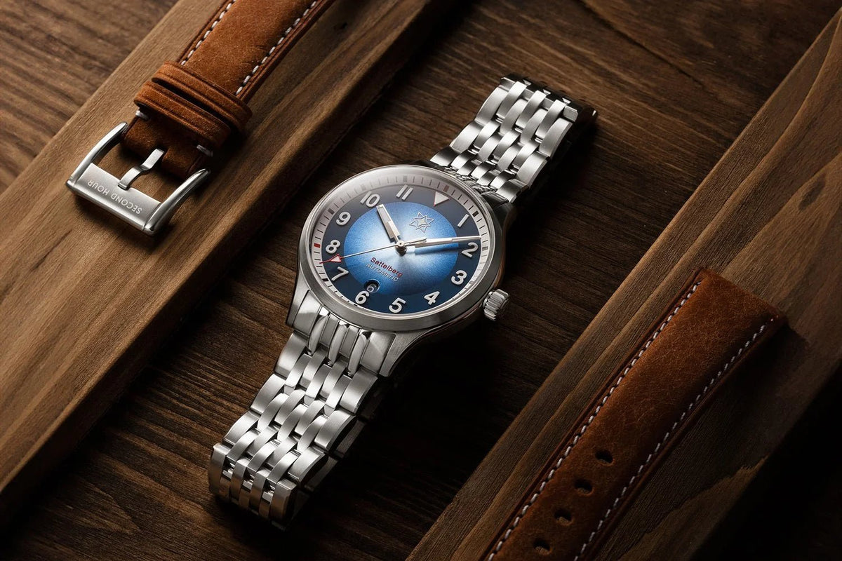 SECOND HOUR LAND THE SATTELBERG DATE BLUE BRACELET - WATCHH