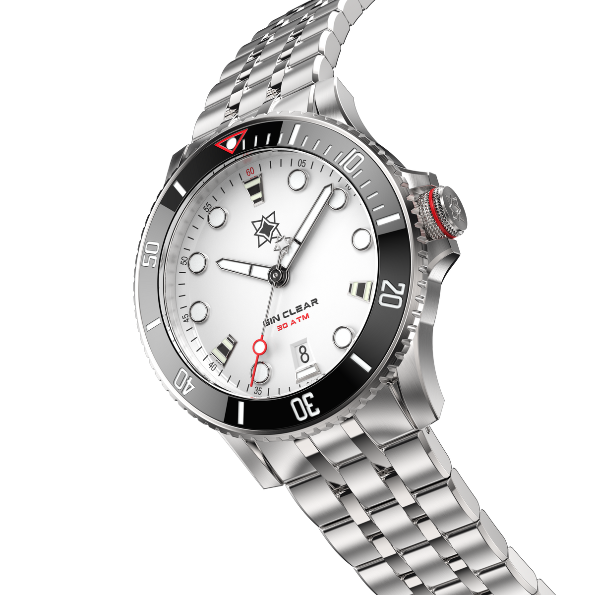 SECOND HOUR SEA GIN CLEAR II DATE ARCTIC WHITE - WATCHH
