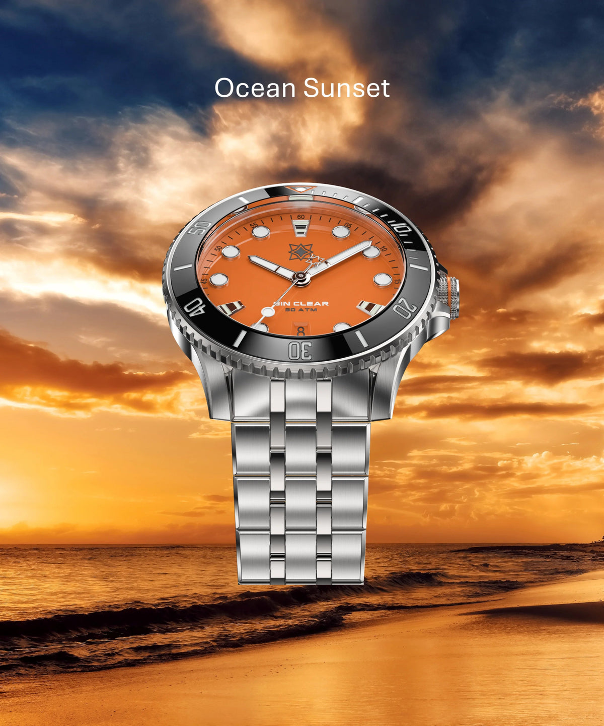 SECOND HOUR SEA GIN CLEAR II DATE OCEAN SUNSET - WATCHH