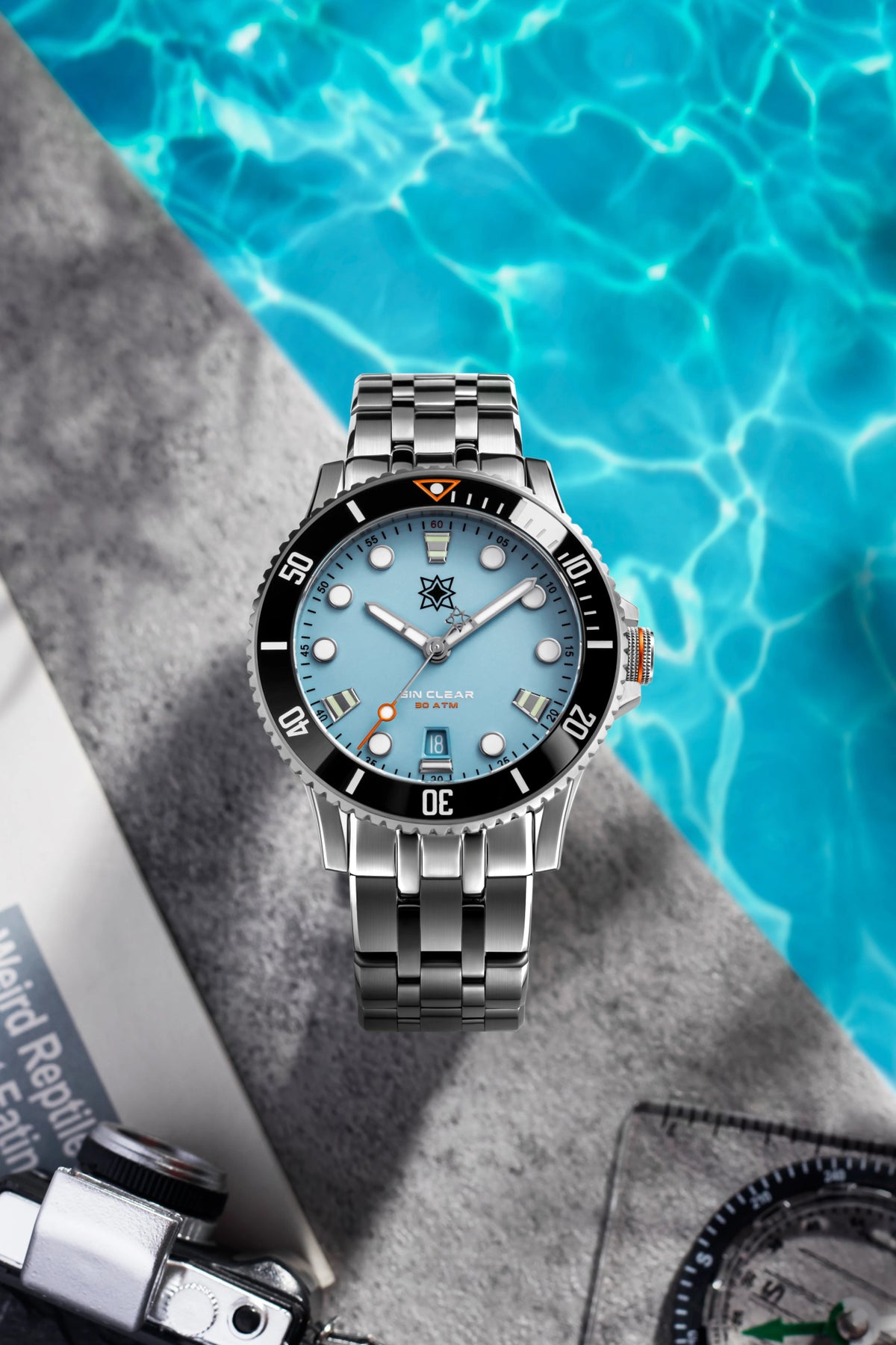 SECOND HOUR SEA GIN CLEAR II DATE PASTEL BLUE - WATCHH