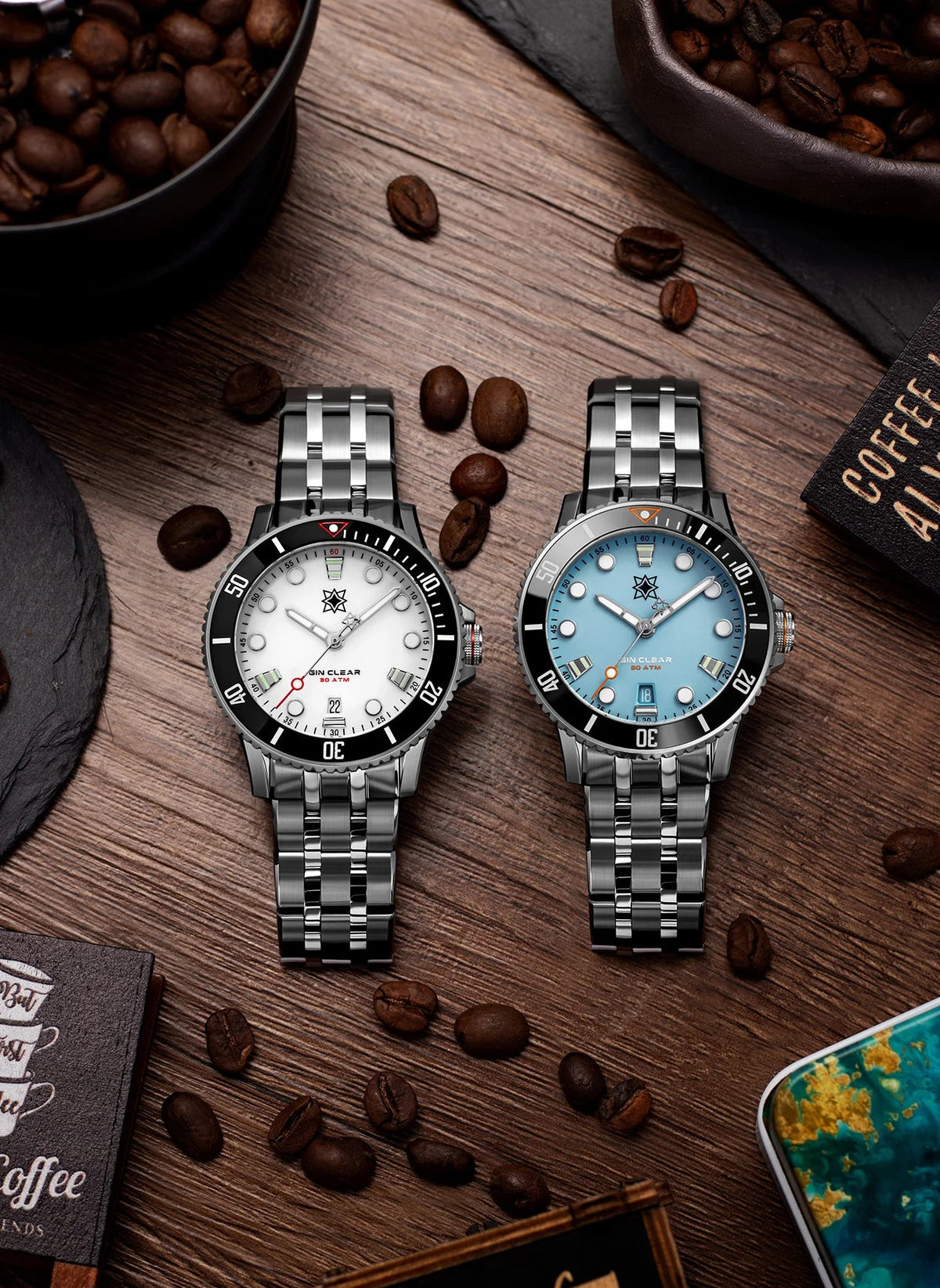 SECOND HOUR SEA GIN CLEAR II DATE PASTEL BLUE - WATCHH