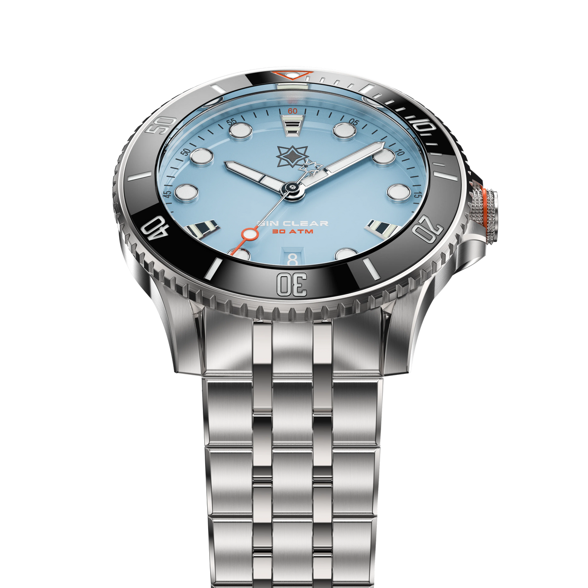 SECOND HOUR SEA GIN CLEAR II DATE PASTEL BLUE - WATCHH