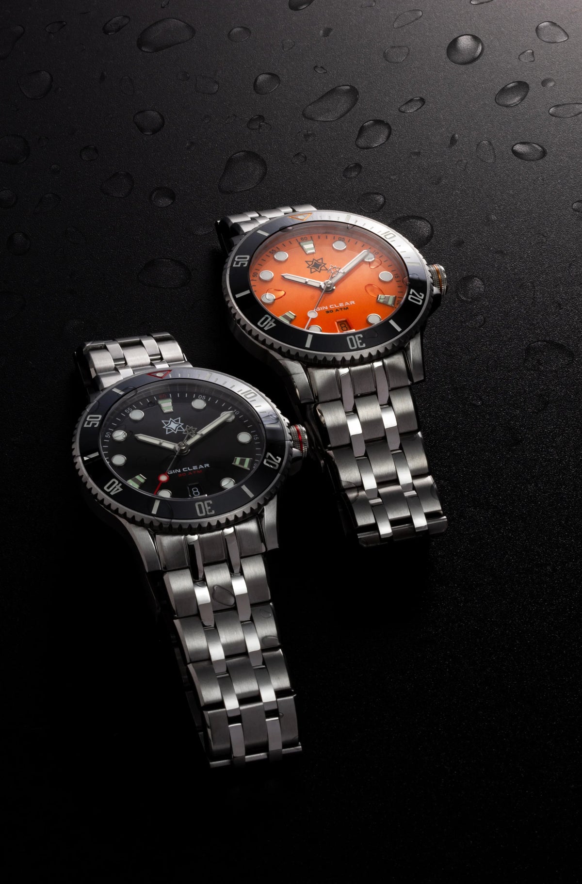 SECOND HOUR SEA GIN CLEAR II DATE SUNBURST BLACK - WATCHH